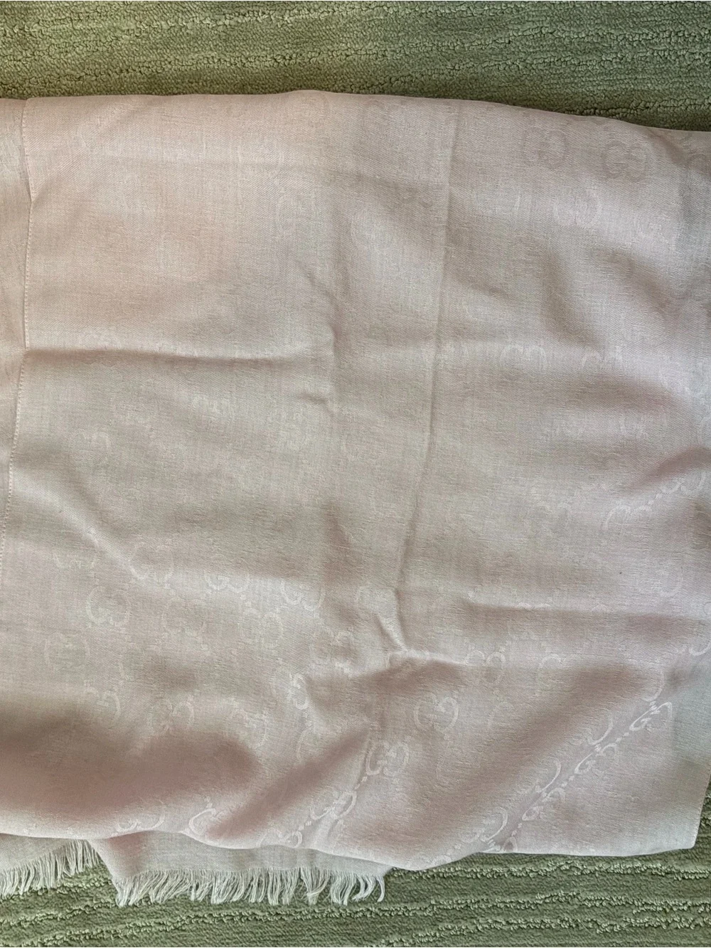 Gucci Logo Jacquard Wool and Silk blend scarf- light pink